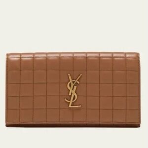 YSL Brown Quilted Wallet on chain